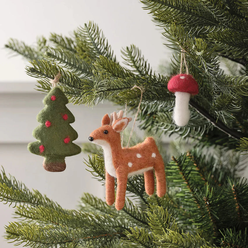 Zwei LED Sterne an den Zweigen eines Weihnachtsbaumes