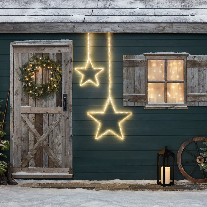 LED Rentiere Weihnachtsbeleuchtung Außen Vorgarten Holzhütte