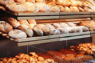 German bread types in a bakery display