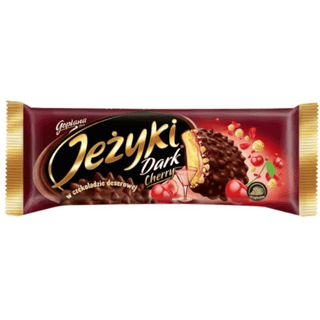 Goplana Jeżyki Chocolate-Covered Biscuits Dark Cherry (Herbatniki w Czekoladzie) — Polish Cookies