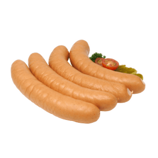 German Bockwurst links, finely ground pork sausage with celery, leeks and parsley