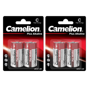 Zwei Packungen mit jeweils zwei Camelion Plus Alkaline Typ C Batterien 1,5V