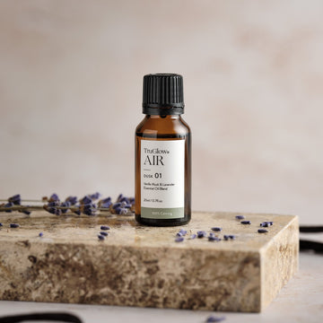 Braune 20ml Flasche TruGlow AIR ätherisches Öl Vanille-Moschus & Lavendel mit schwarzem Deckel