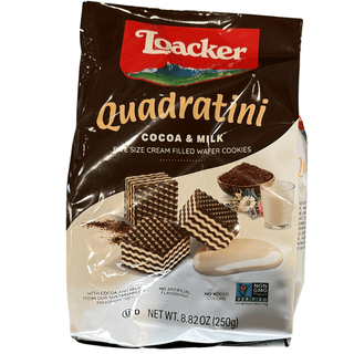 Loacker Quadratini Cocoa Milk Wafer Bag (250g)