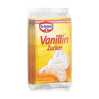Pack of Dr. Oetker Vanillin Zucker on a white background
