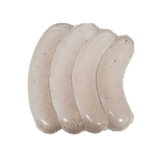 Weisswurst served in a bowl of hot water with sweet Bavarian mustard