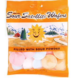 Original satellite wafers filled with assorted sour powders.