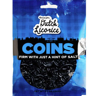 Coin-shaped black liquorice candies from Gustaf's.