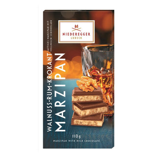 Niederegger Walnut Rum Croquant Milk Chocolate Marzipan Bar