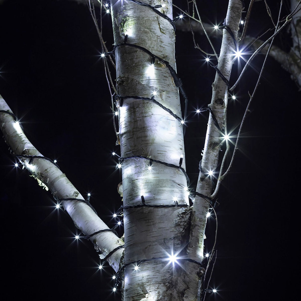 35m 350er LED Lichterkette weiß koppelbar schwarzes Kabel Pro Serie