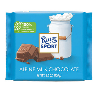 German alpine milk chocolate from Ritter Sport