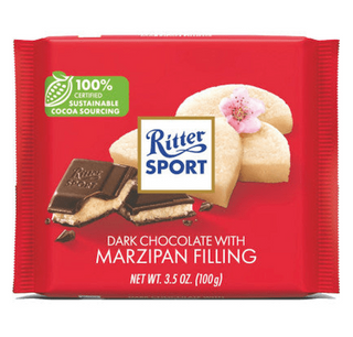 german dark chocolate from ritter sport with marzipan