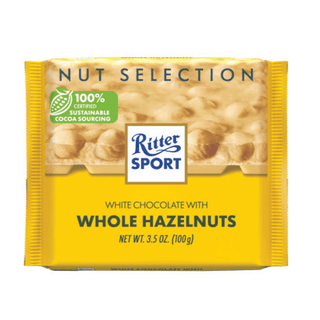 german white chocolate with whole hazelnuts from ritter sport