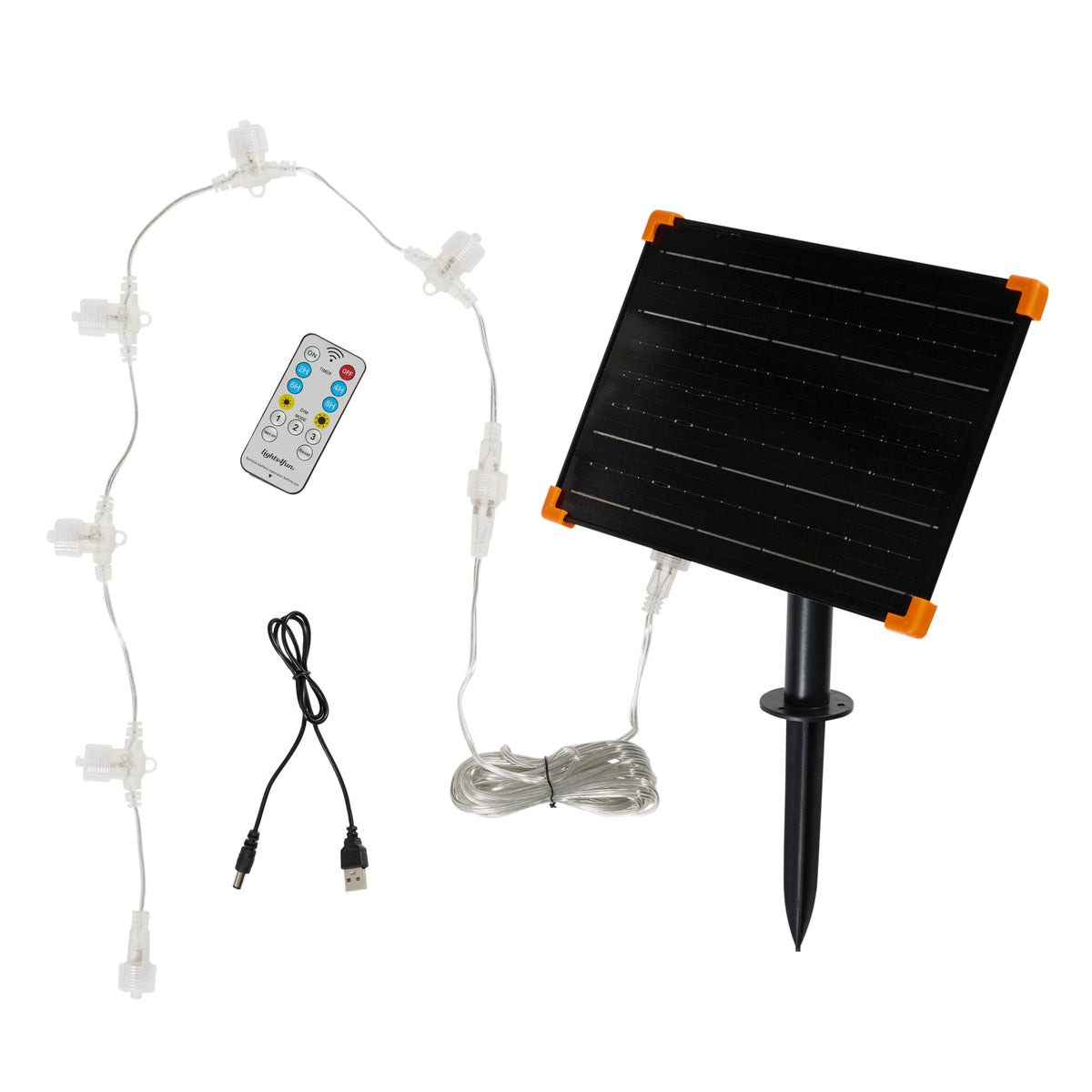 Solar-Solarmodul mit Zuleitung, Fernbedienung und LED-Lichterkette für Rentierfiguren