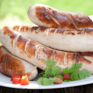 Thüringer Bratwurst, four Thuringian pork sausages with caraway and marjoram