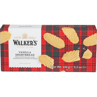 A box of Walkers All Butter Vanilla Shortbread biscuits.