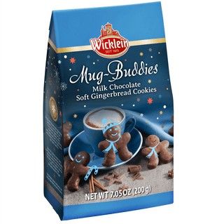 Wicklein Mug-Buddies Milk Chocolate Soft Gingerbread Cookies packaging with a blue background