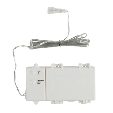 Weiße D Batteriebox mit 3 Meter Zuleitung und Anschluss für Bicolor LED Rentiere
