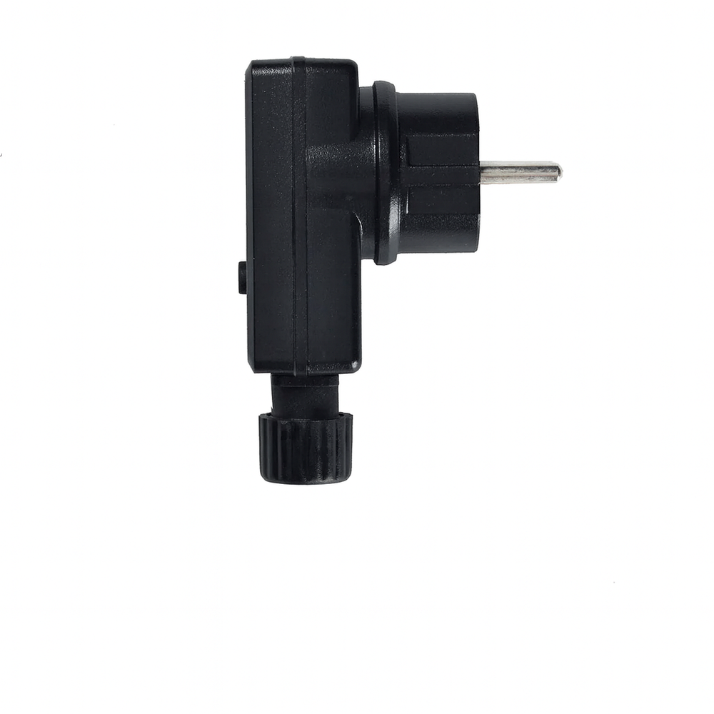 Schwarzer 24V 6W Transformator Netzstecker mit Timer-Taste und Schutzkappe, Seitenansicht