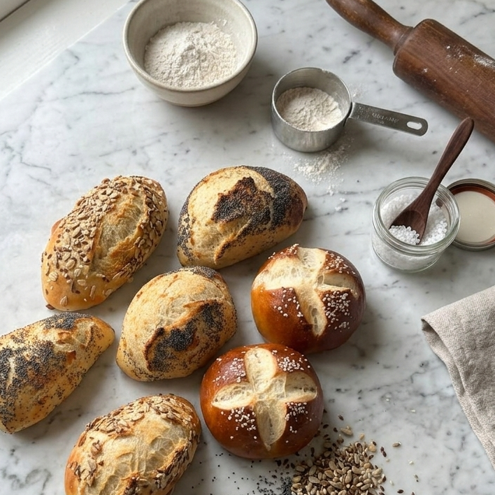 Baking Traditional German Brötchen: 3 Types