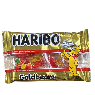 Haribo Goldbears candy package with a cartoon bear on a white background