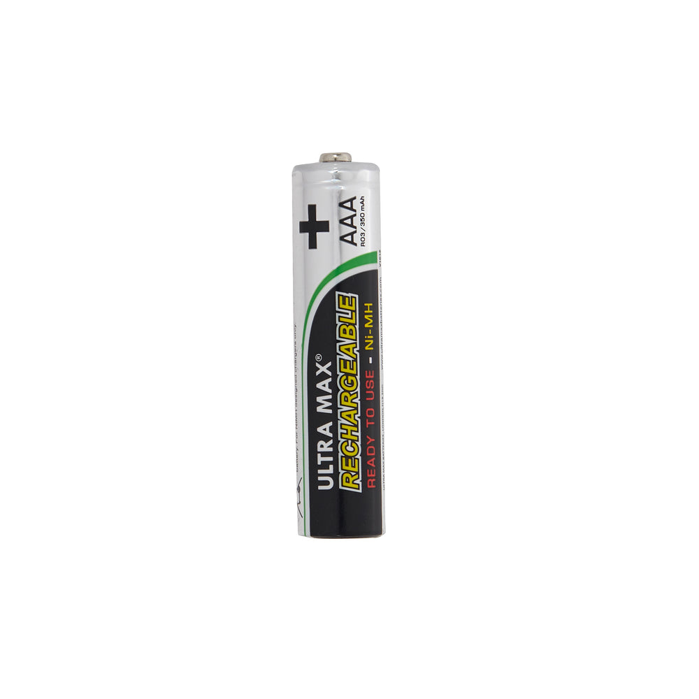 Wiederaufladbarer AAA Ni-MH Akku mit 350mAh Kapazität und Aufschrift Ready to Use