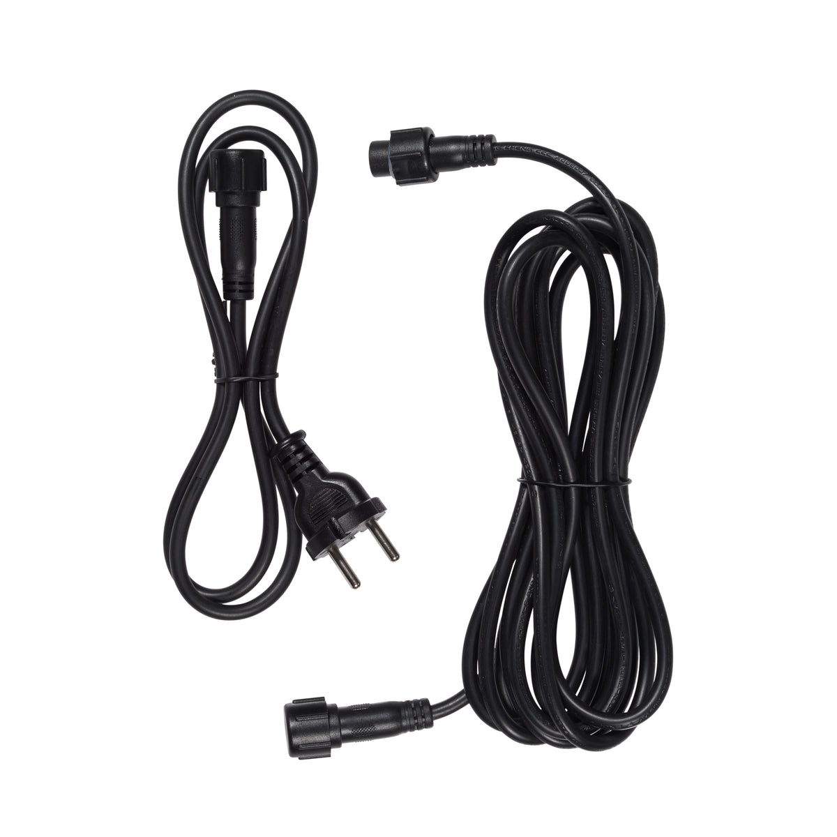 Schwarzes Verlängerungskabel mit Stecker und wasserdichtem Anschluss für Ultimate Connect Lichterketten