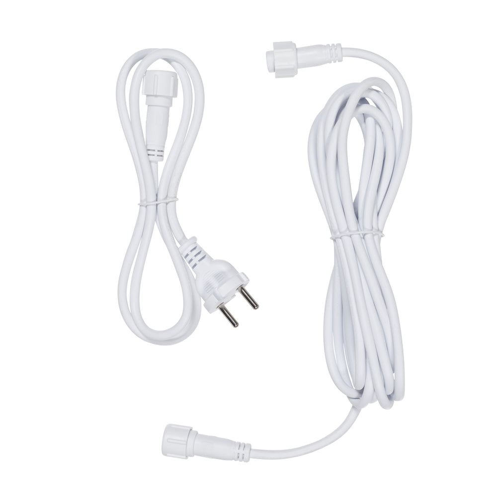 Weißes Ultimate Connect Verlängerungskabel mit Stecker und Kupplung, 1m Zuleitung und 4m Verlängerung