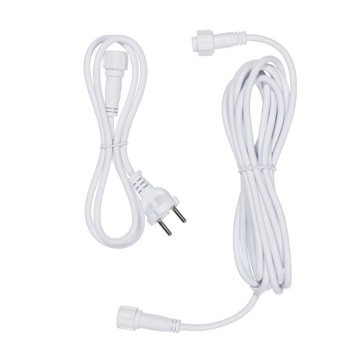 Weißes Ultimate Connect Verlängerungskabel mit Stecker und Kupplung, 1m Zuleitung und 4m Verlängerung