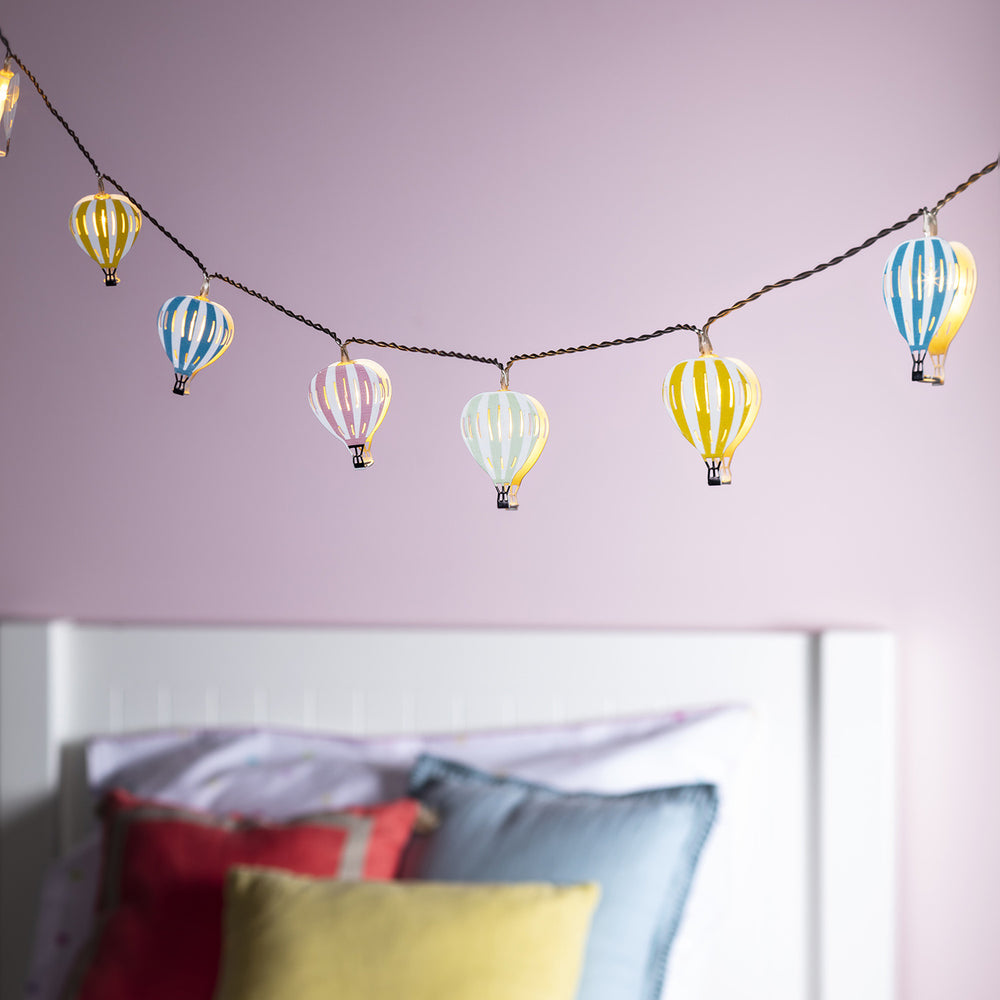 12er Heißluftballons Lichterkette Kinderzimmer