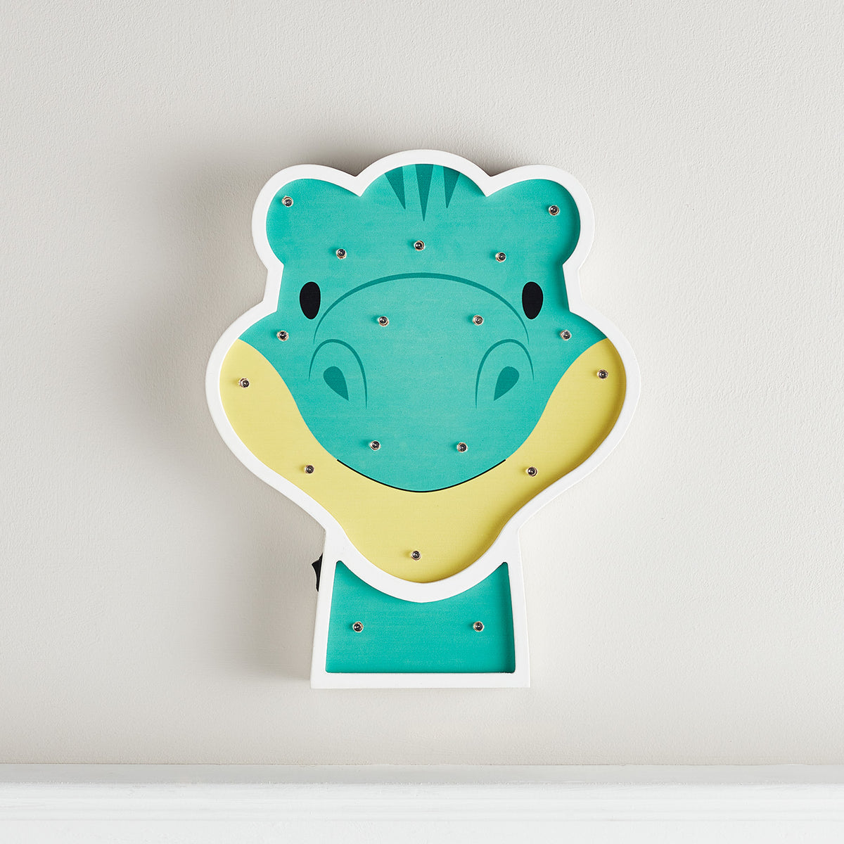 Dino-Wandlampe mit sichtbaren LED-Lampen ohne Beleuchtung in Form eines Diplodocus