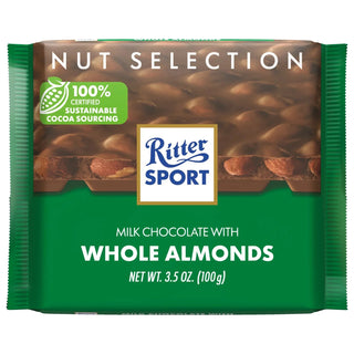 German milk chocolate with almonds from Ritter sport